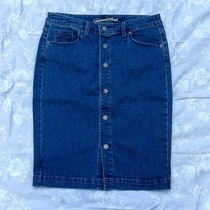 Jean button front pencil skirt